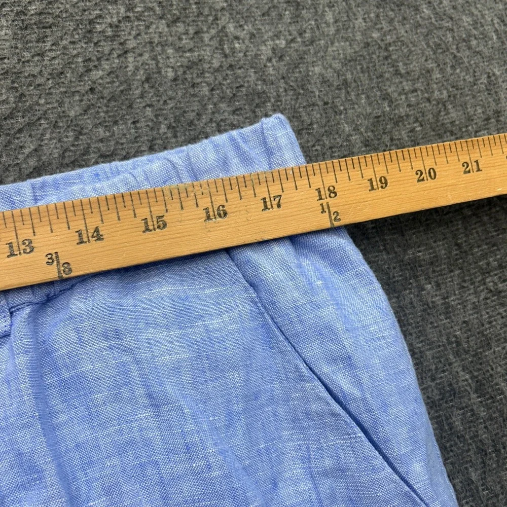 Quince European Linen Pants Womens XL French Blue Elastic Waist Pocket